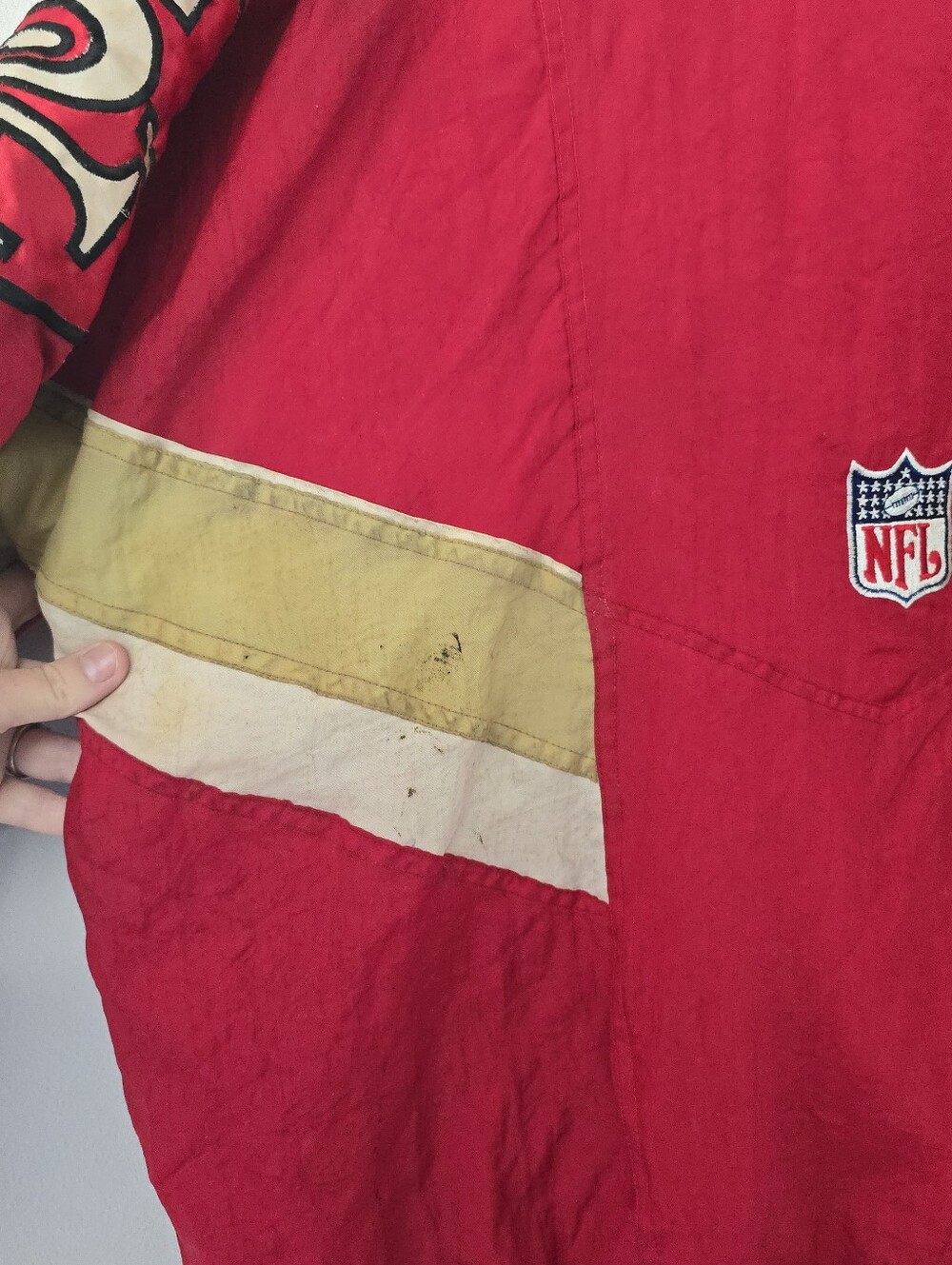 San Francisco 49ers Vintage 90s Starter Zip Up Jacket Hooded XL NFL Pro Line *re - Picture 10 of 16